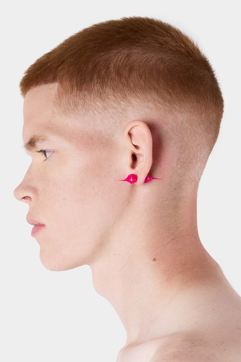 MINI SPIKE RUBBERIZED EARRINGS / fuxia 3