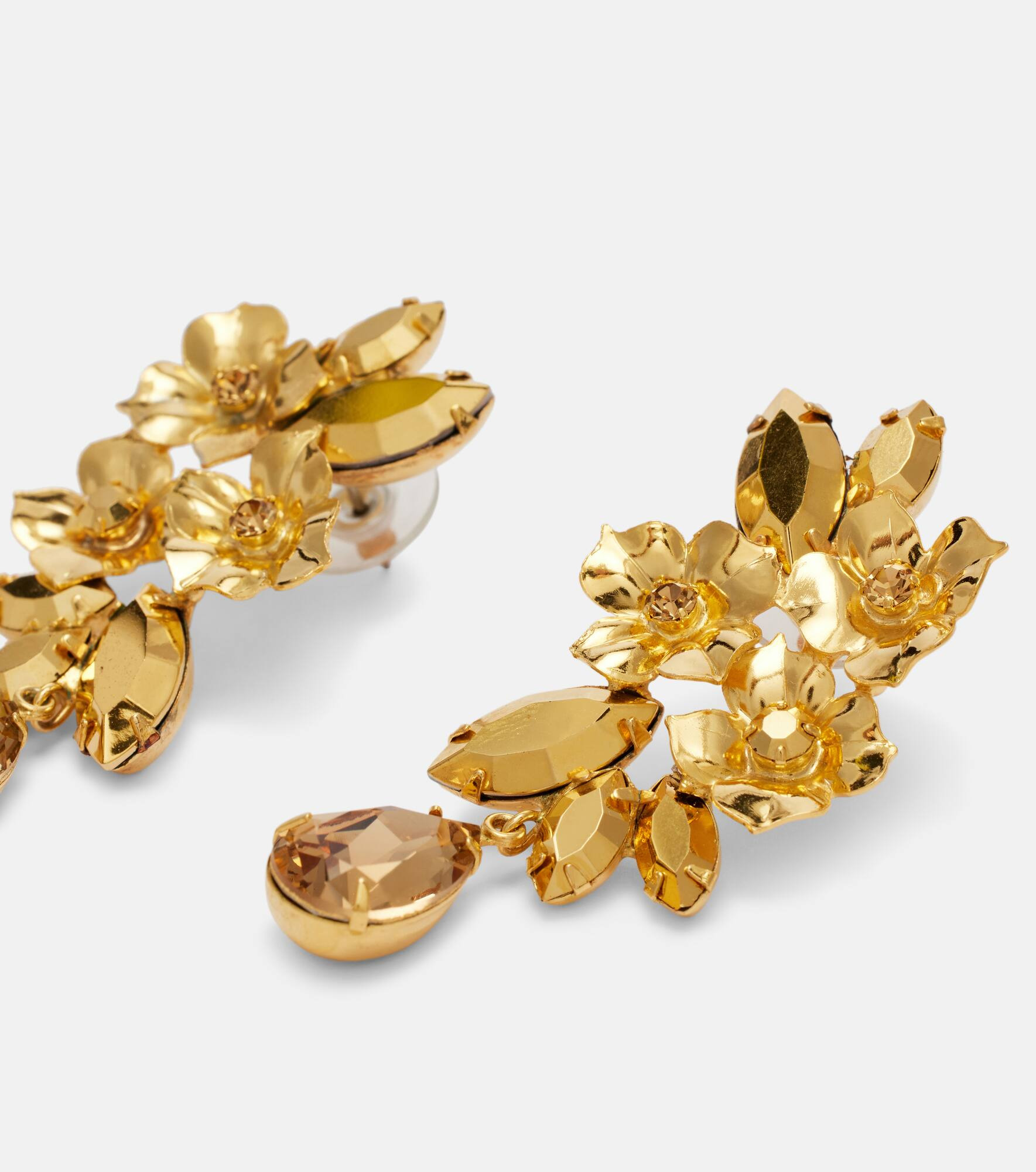 Fiore crystal-embellished gold-plated earrings - 4