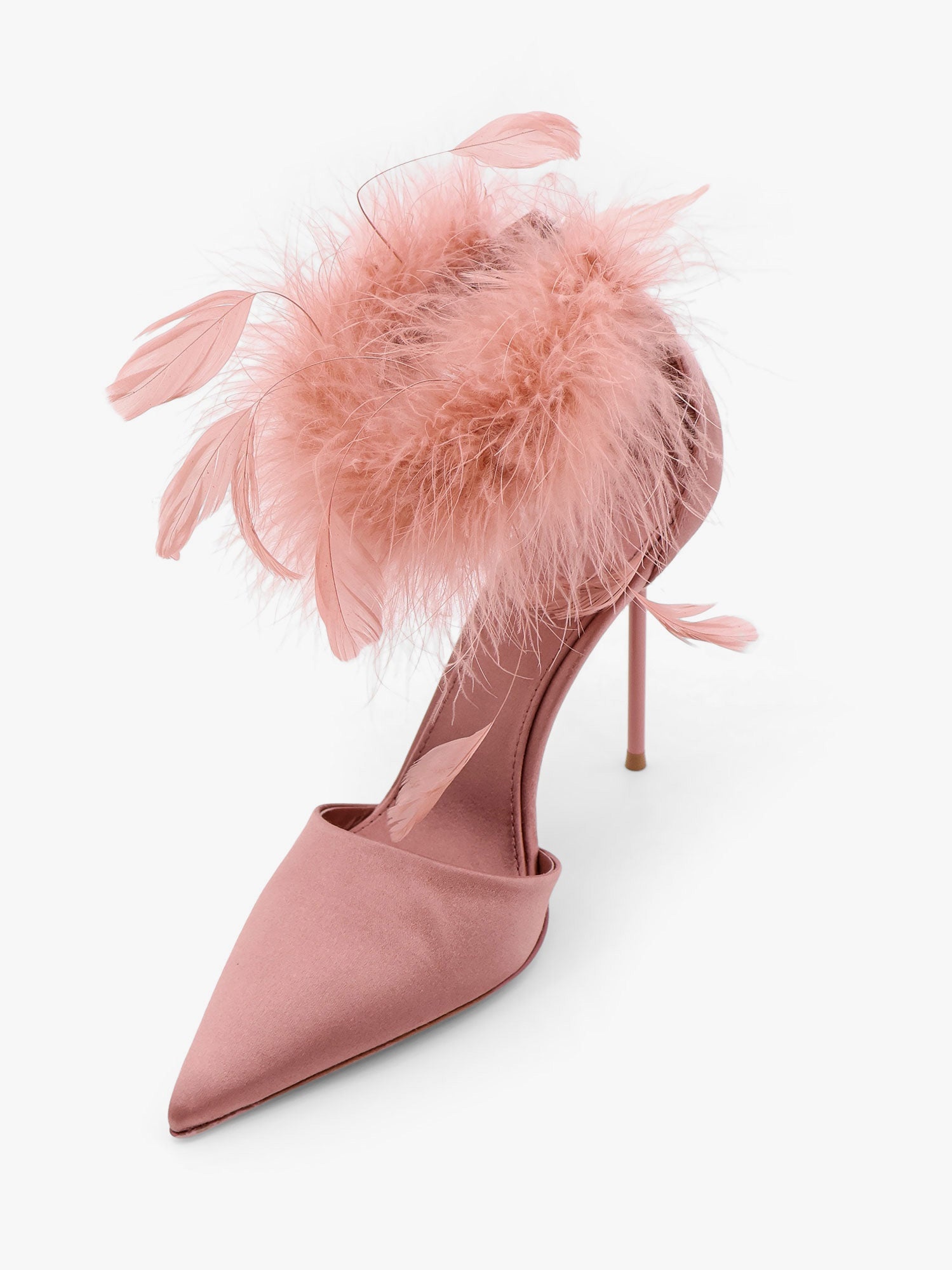 Paris Texas Lidia Satin Sandals With Feather Detail - 4