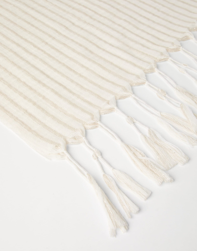Brunello Cucinelli Sparkling wool and linen double knit scarf outlook