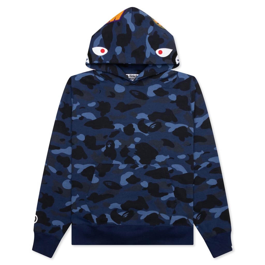 COLOR CAMO SHARK PULLOVER HOODIE - NAVY - 1