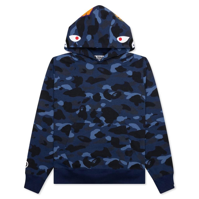 COLOR CAMO SHARK PULLOVER HOODIE - NAVY - 1