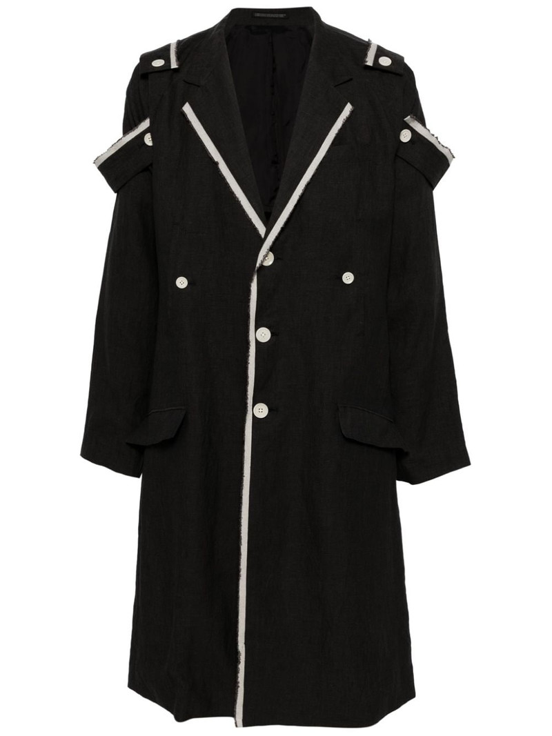 contrast-trim ramie coat 1
