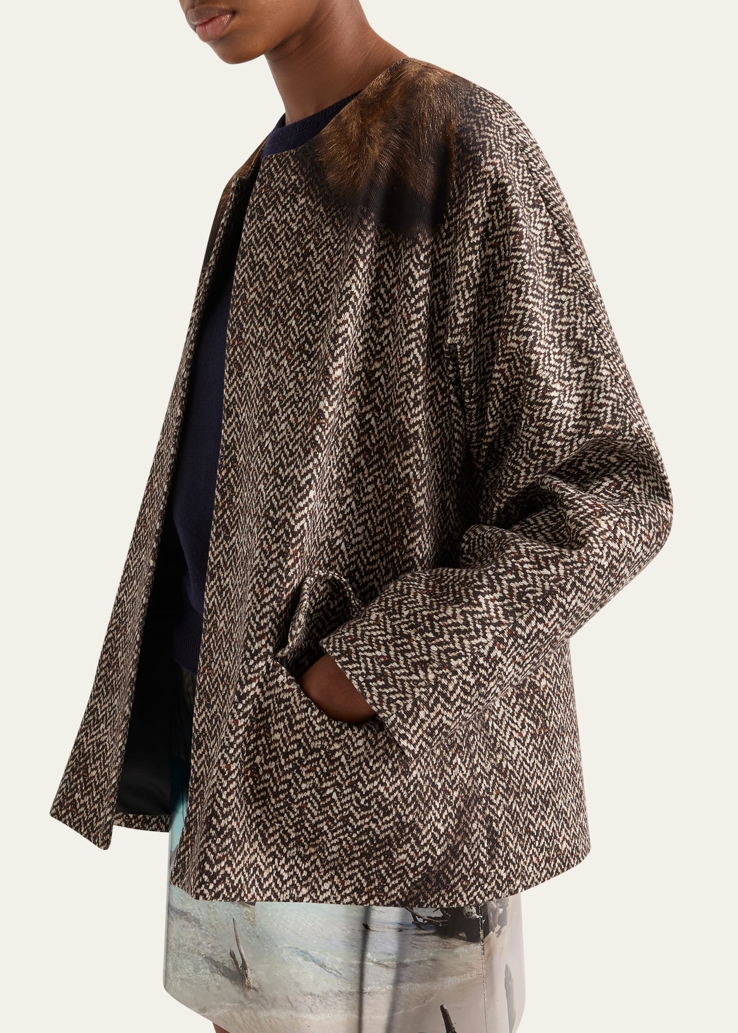 Printed Drill Caban Jacket - 4