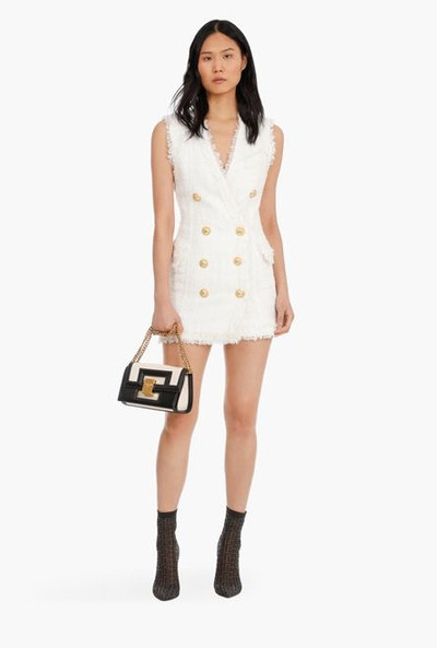 Balmain Short ecru tweed double-breasted dress outlook