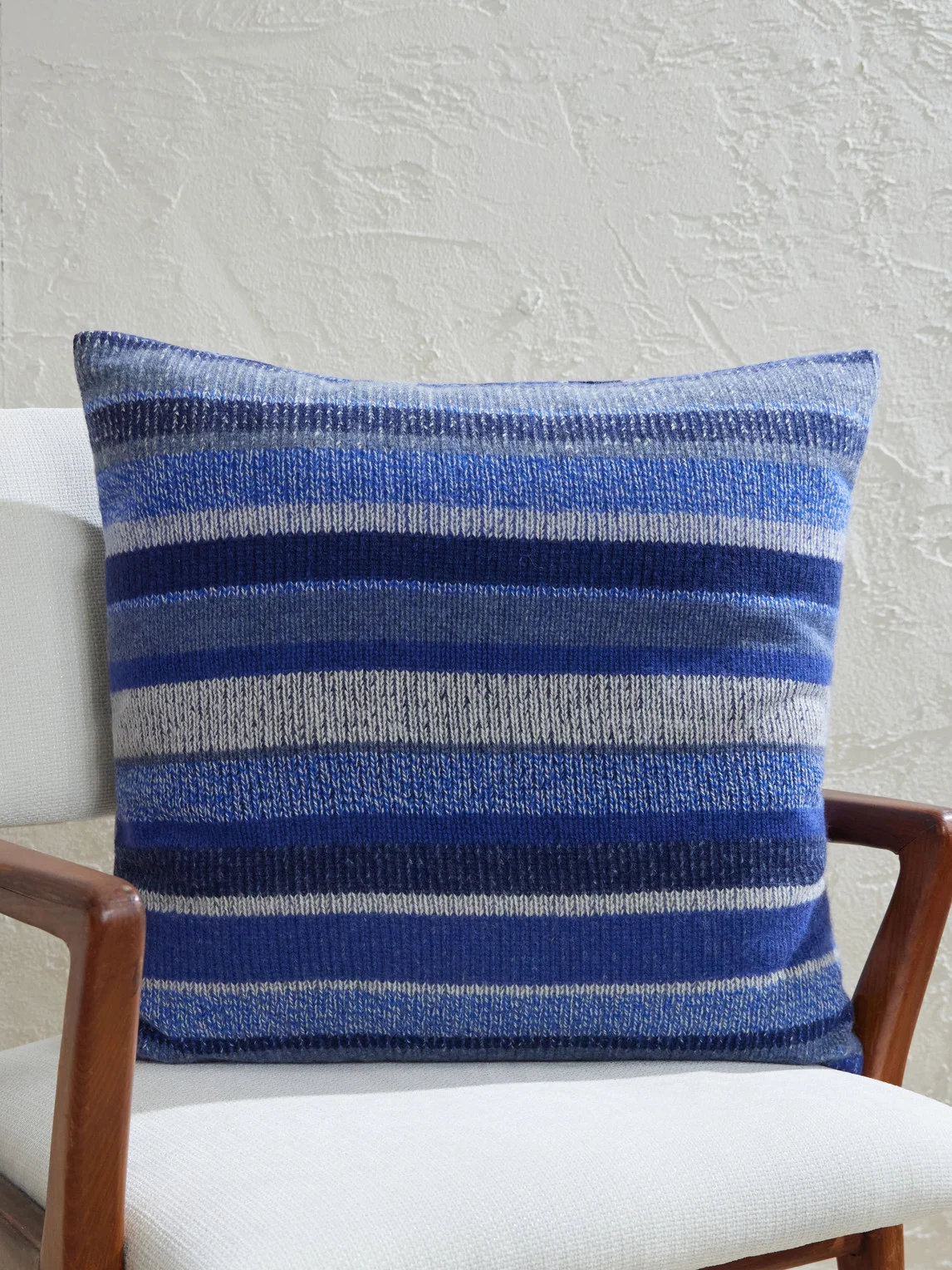 Striped Knitted Cashmere Cushion - 1