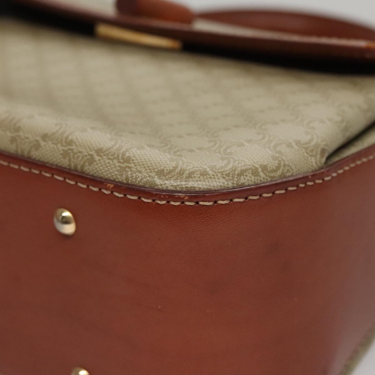 CELINE Macadam Canvas Hand Bag Beige Gold - 15