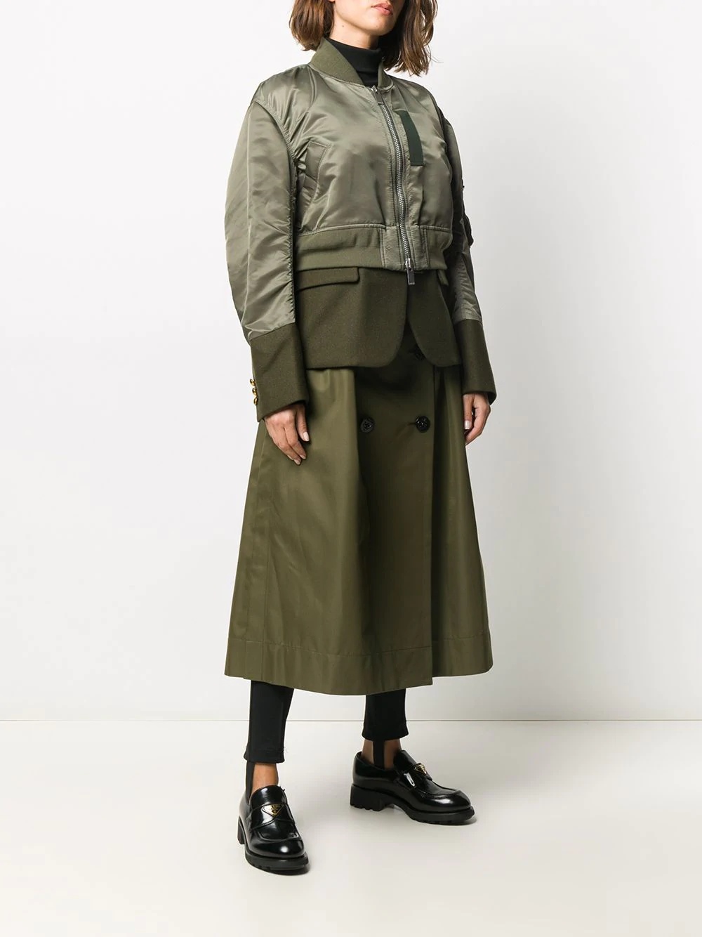 layered mid length coat - 3