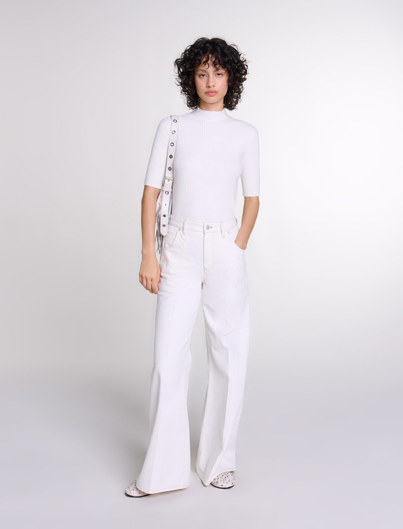 maje Embroidered high-waisted jeans outlook