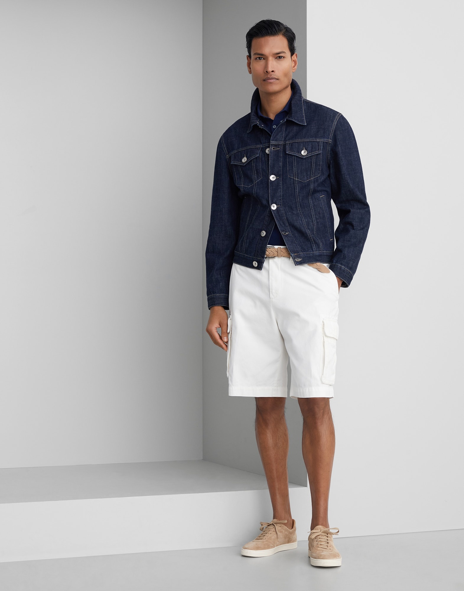 Garment-dyed Bermuda shorts in twisted cotton gabardine with cargo pockets - 4