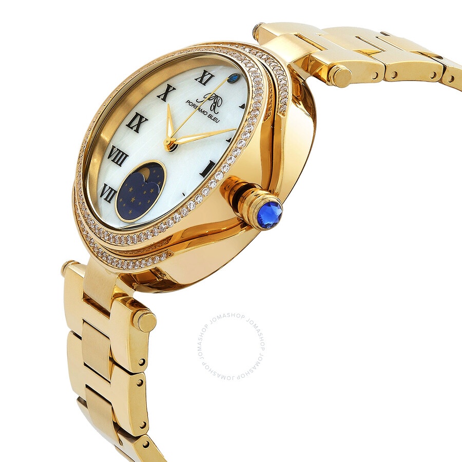 PORSAMO BLEU SOUTH SEA SWAROVSKI CRYSTALS & GOLD MOTHER OF PEARL DESIGN WATCH NEW Porsamo Bleu Women main image 4