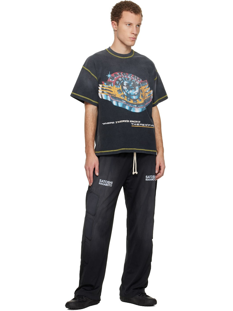SATOSHI NAKAMOTO Black 'Where There's Smoke, There's Fire' T-shirt outlook
