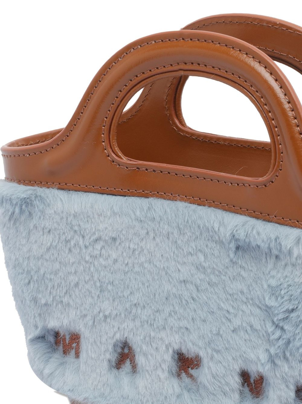 Tropicalia leather-trimmed fur clutch bag - 4