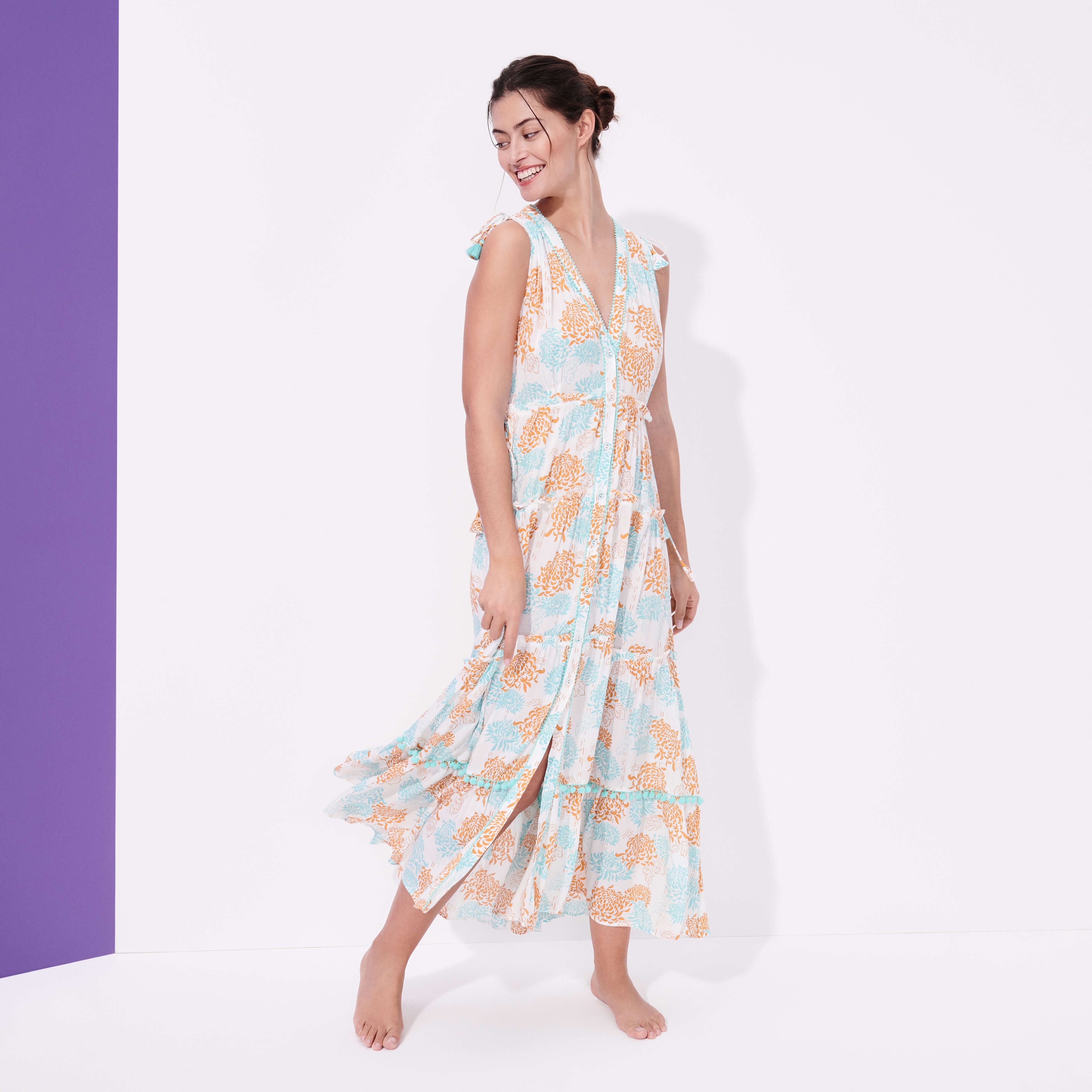 Women Maxi Dress Iridescent Flowers of Joy- Vilebrequin x Poupette St Barth - 3
