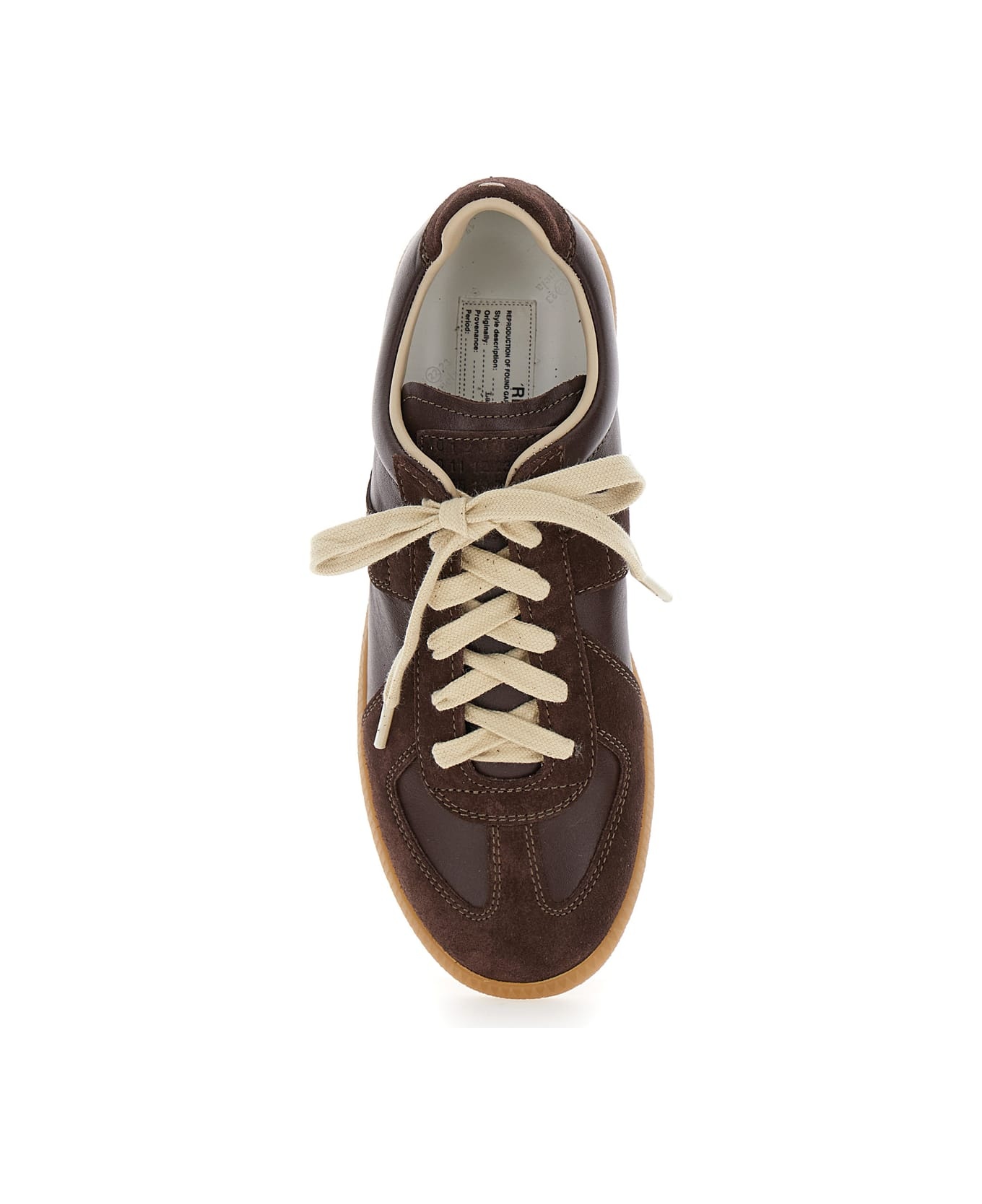 'replica' Brown Low Top Sneakers In Suede And Leather Woman - 3