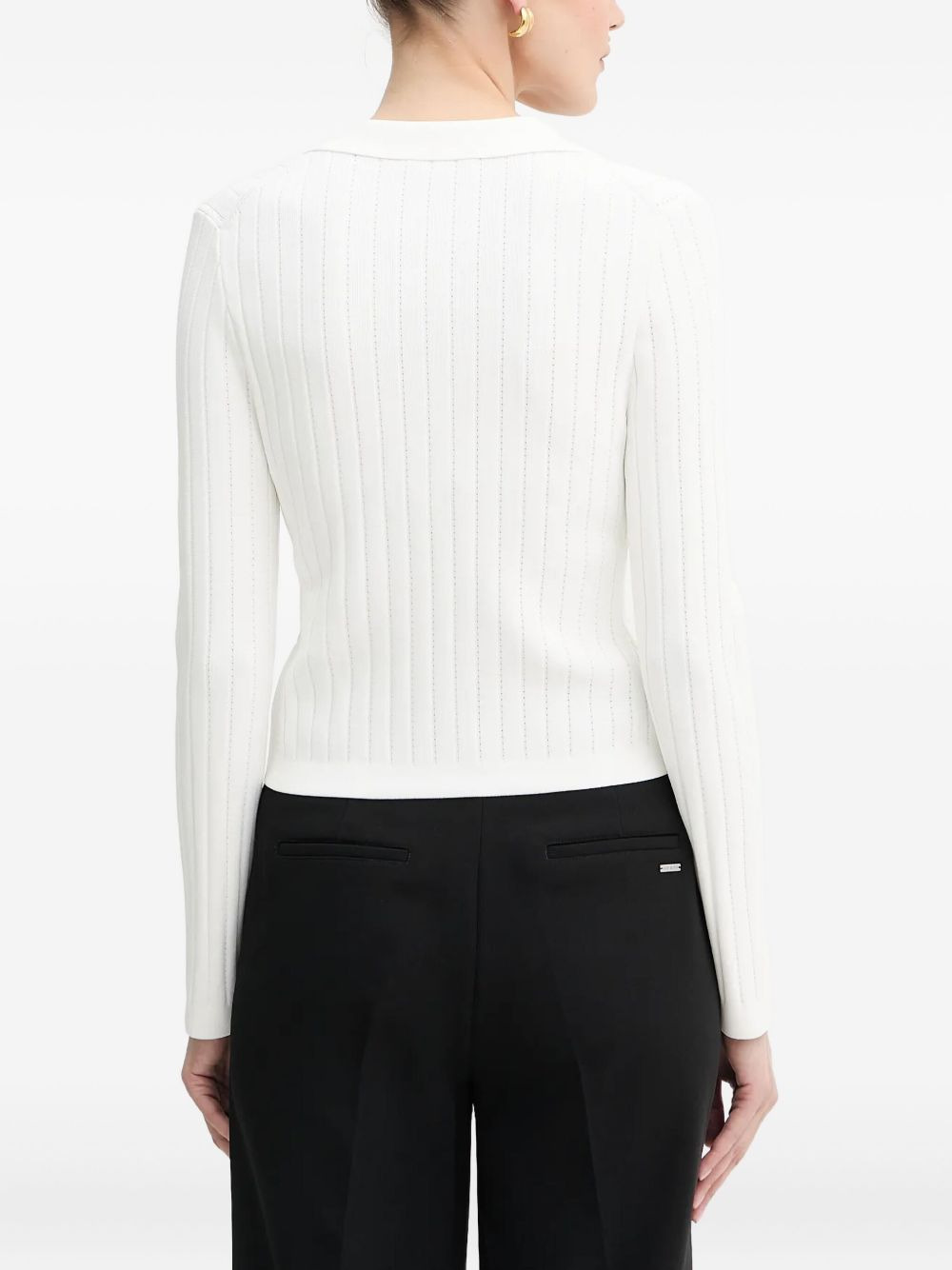 ribbed buttoned cardigan - 3