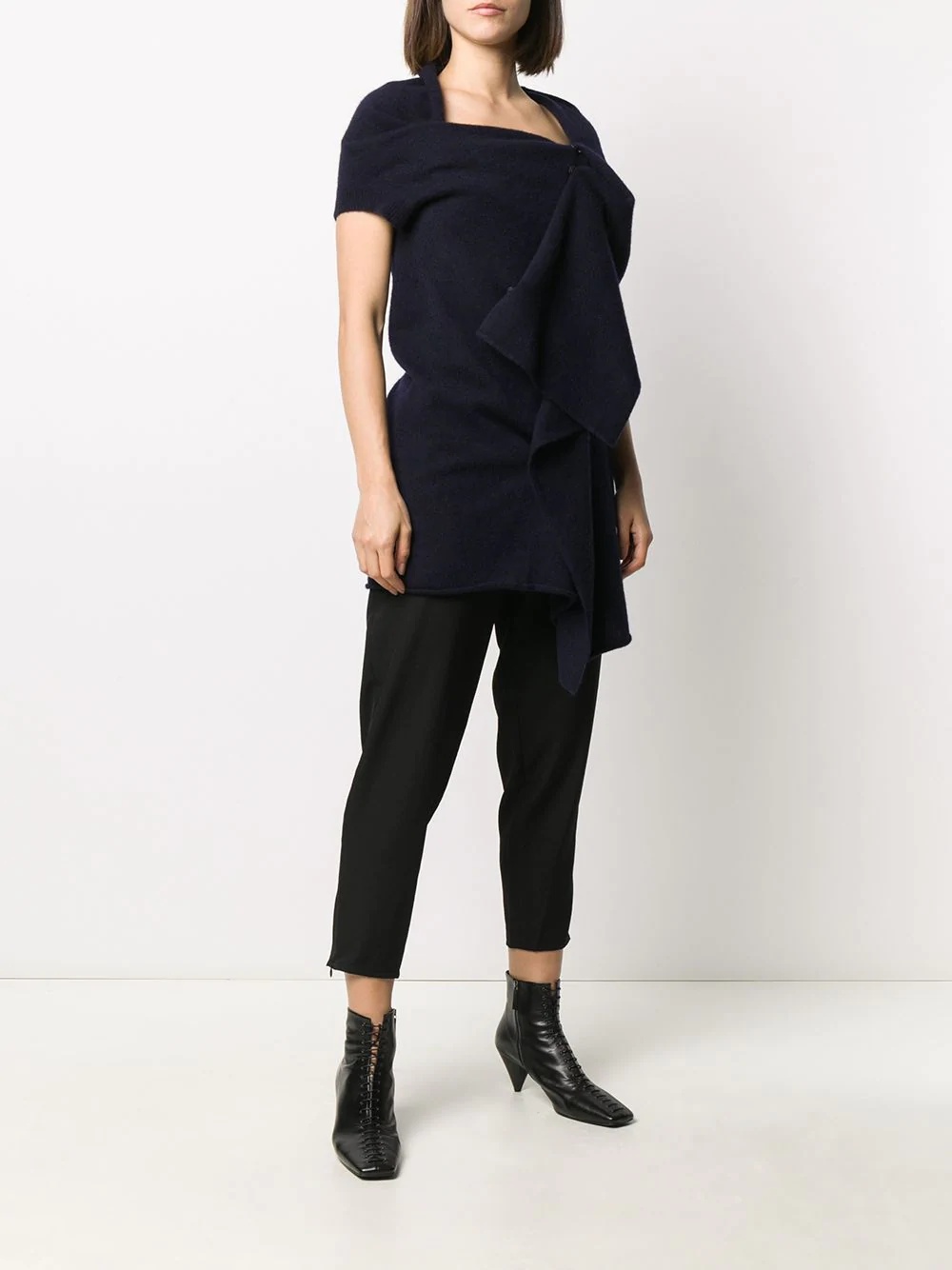 asymmetric short-sleeve knit jumper - 3