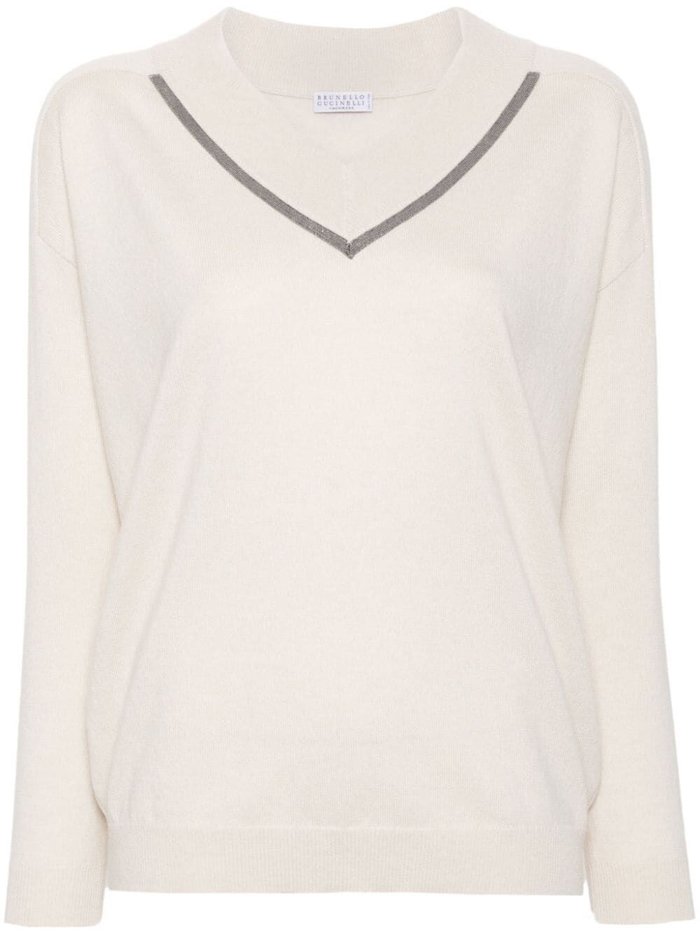 Long Sleeve V-Neck Sweater - 1