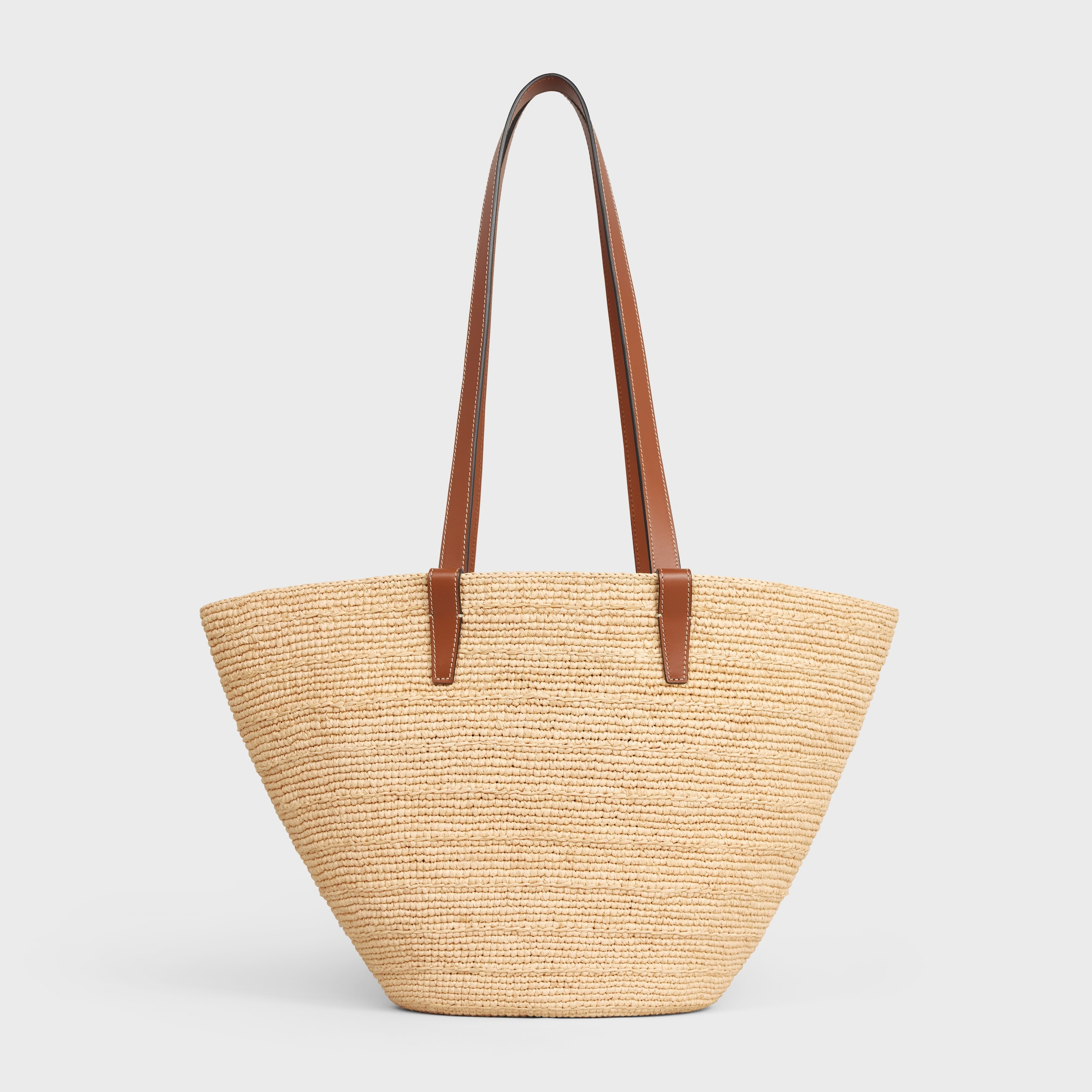 MEDIUM SUPPLE CELINE CLASSIC PANIER in Raffia and calfskin - 3
