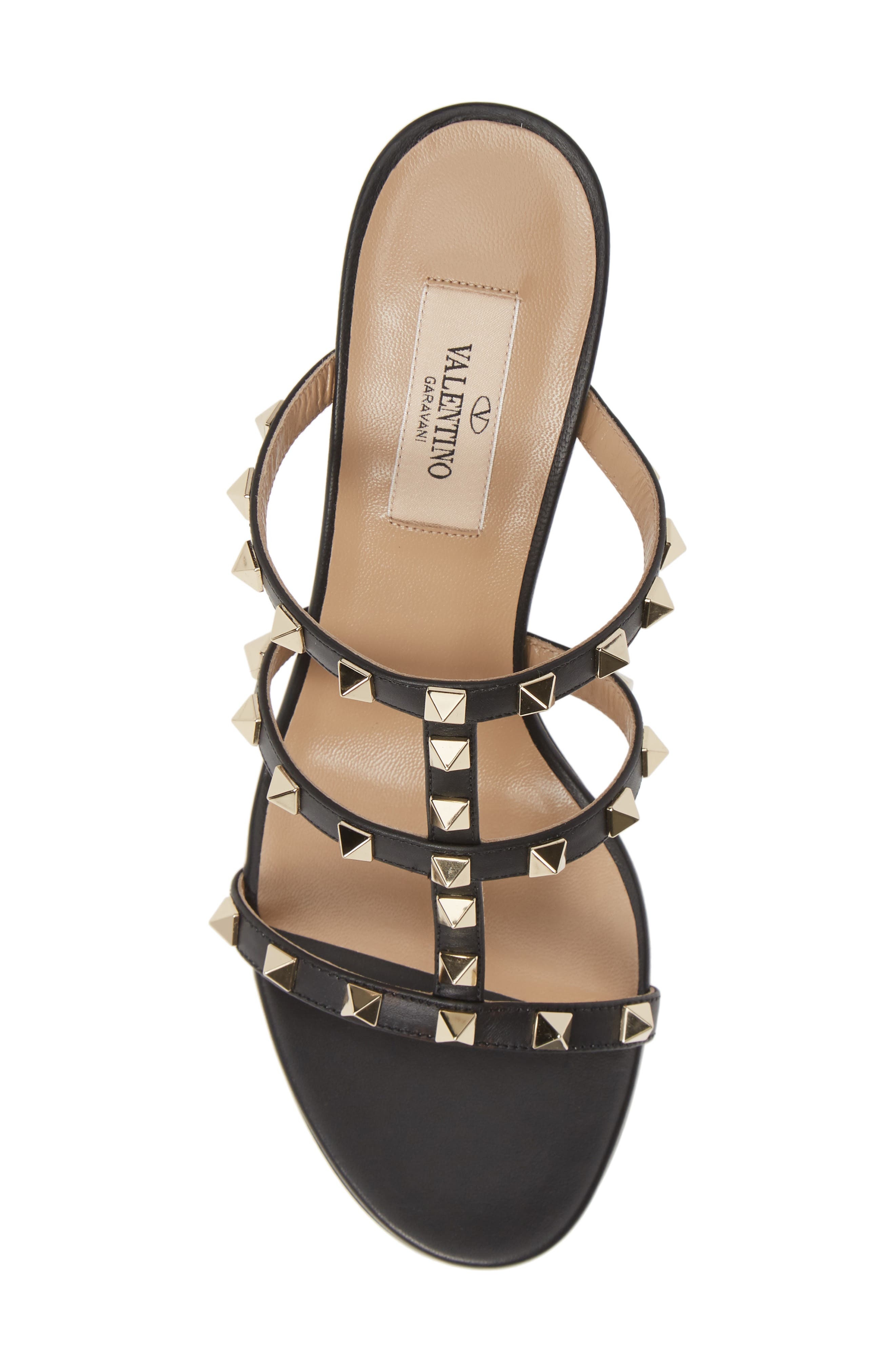 Valentino Garavani Rockstud Slide Sandal in 0No Nero/Gold at Nordstrom - 5