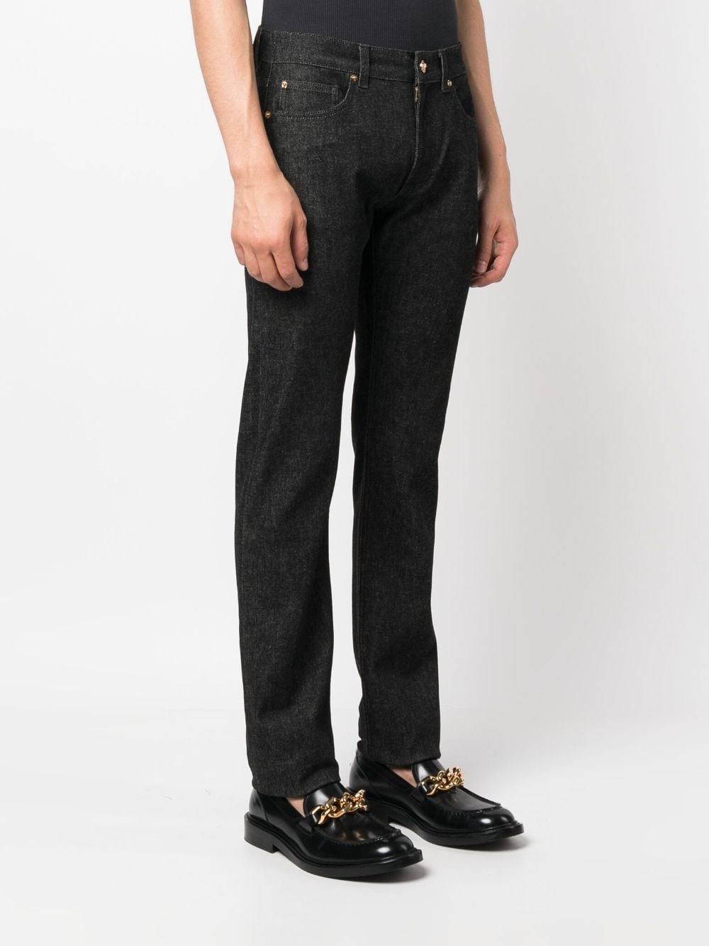 Medusa-embroidered slim-fit jeans - 3