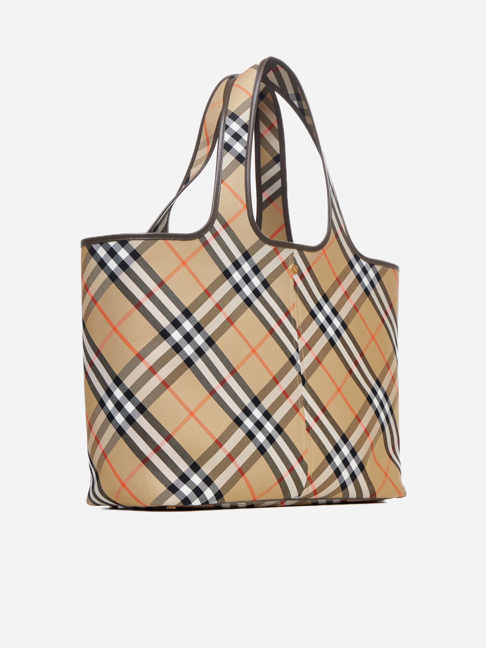 Check canvas medium tote bag - 3