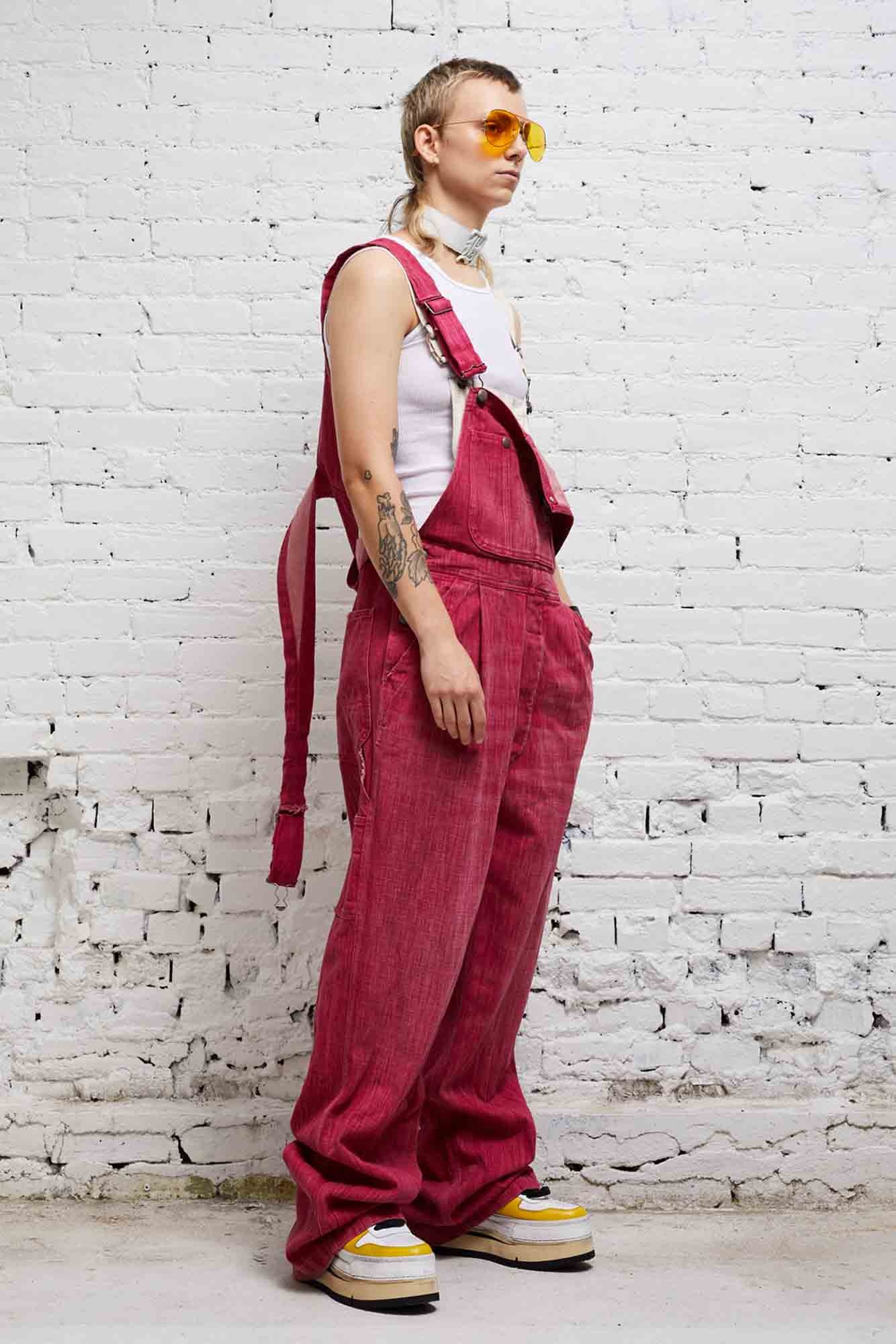 DOUBLE BIB DAMON OVERALL - VINTAGE PINK - 3