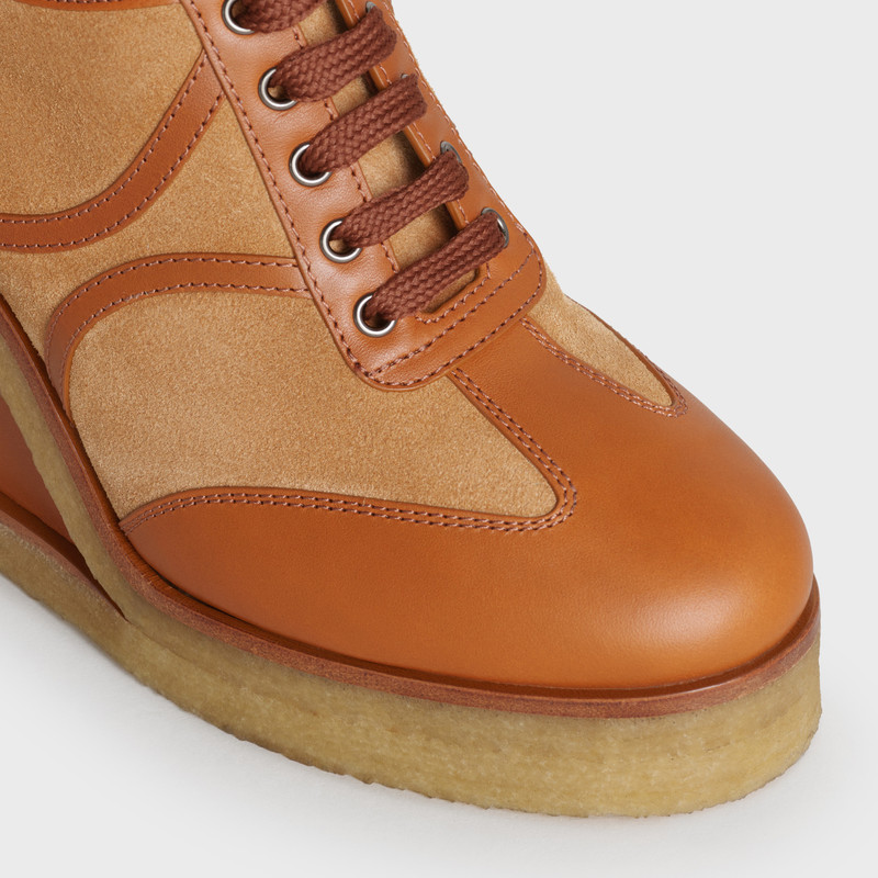 MANON WEDGE LACE UP  IN  CALFSKIN AND SUEDE CALFSKIN 4