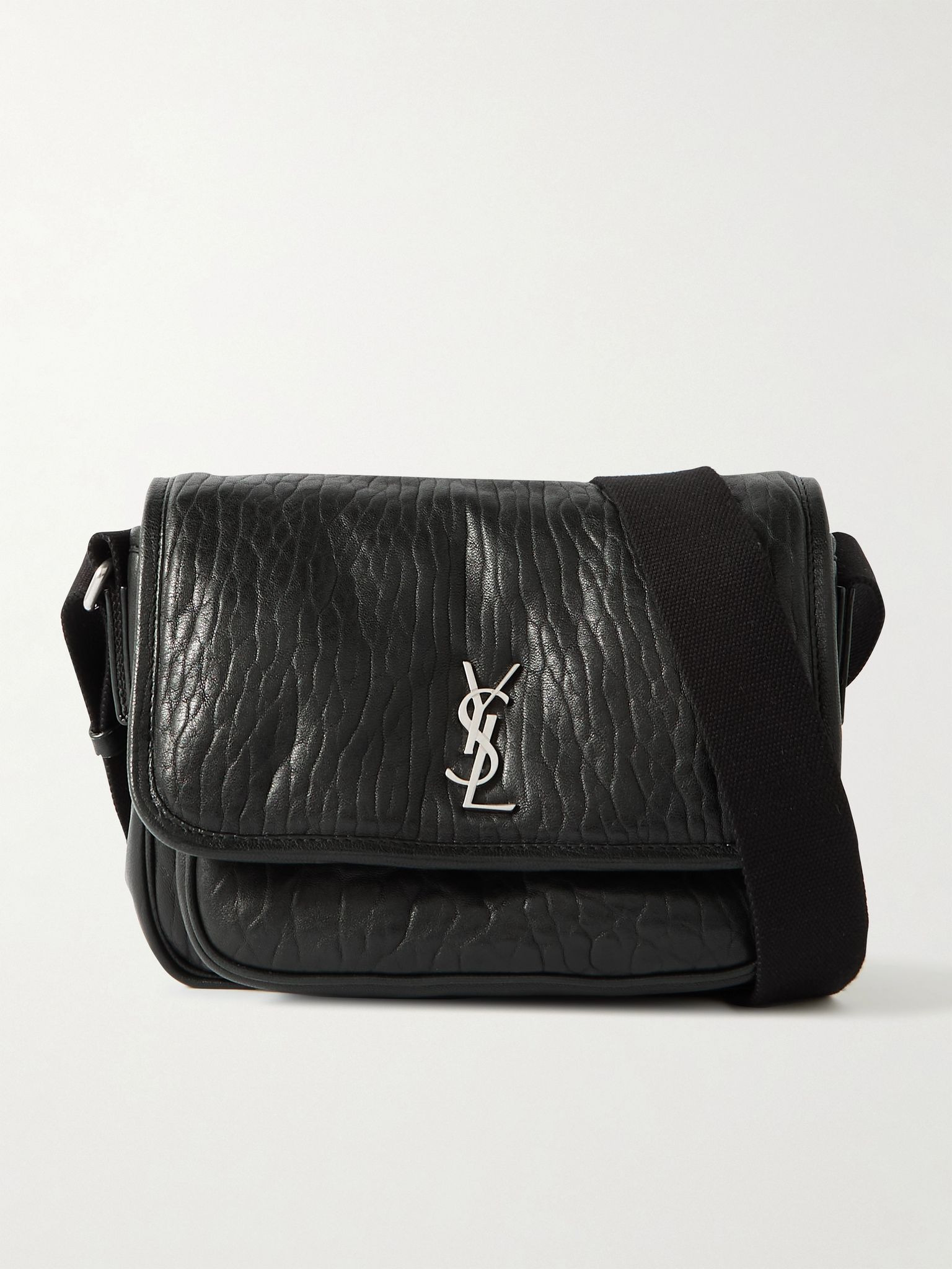 Niki Small Logo-Appliquéd Textured-Leather Messenger Bag Black - 1