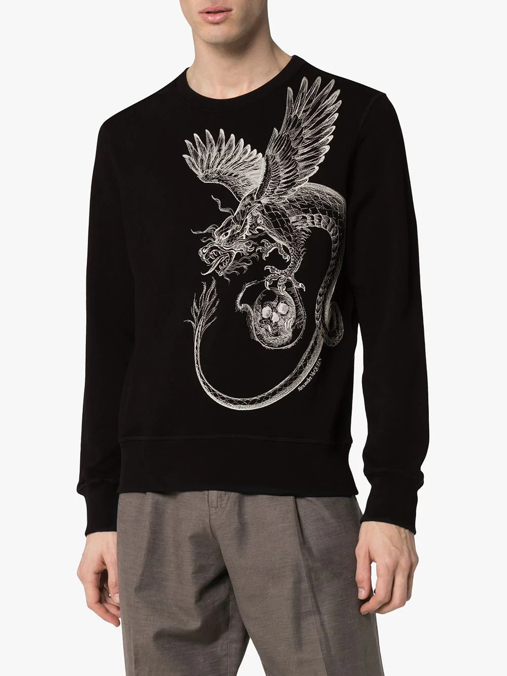 crew neck dragon print sweatshirt - 3