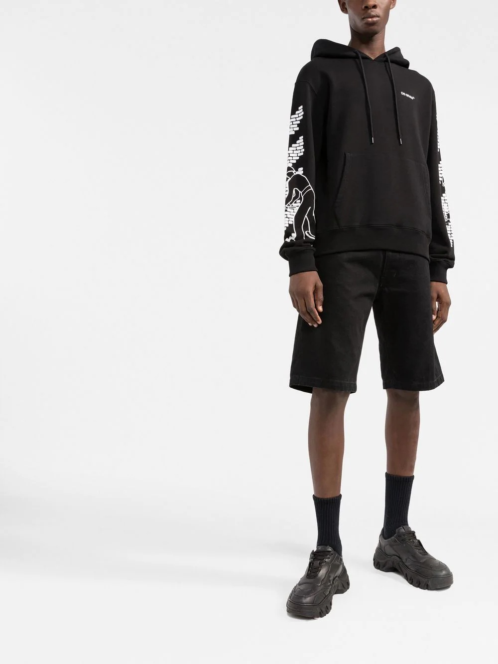 Arrows-motif drawstring hoodie - 2