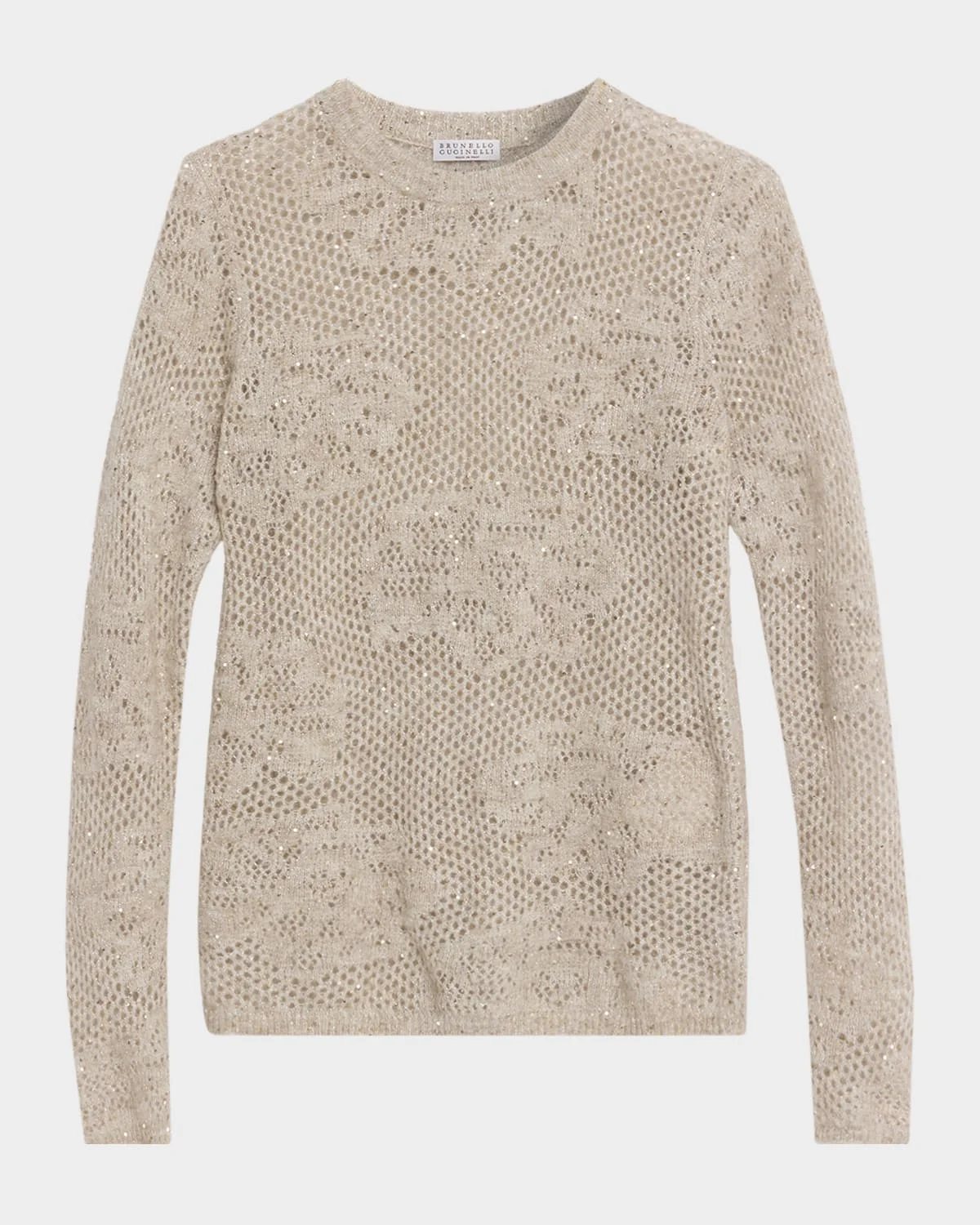 Wool-Mohair Diamante Openwork Sweater - 1