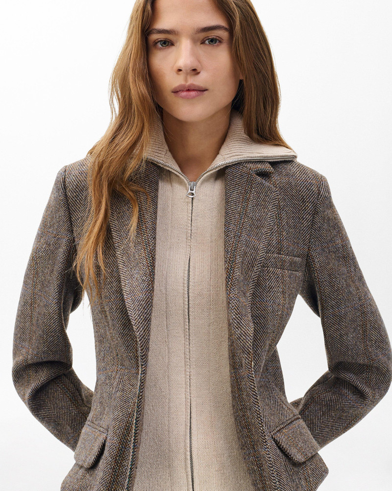 Frank Mixed-Media Plaid Blazer 6