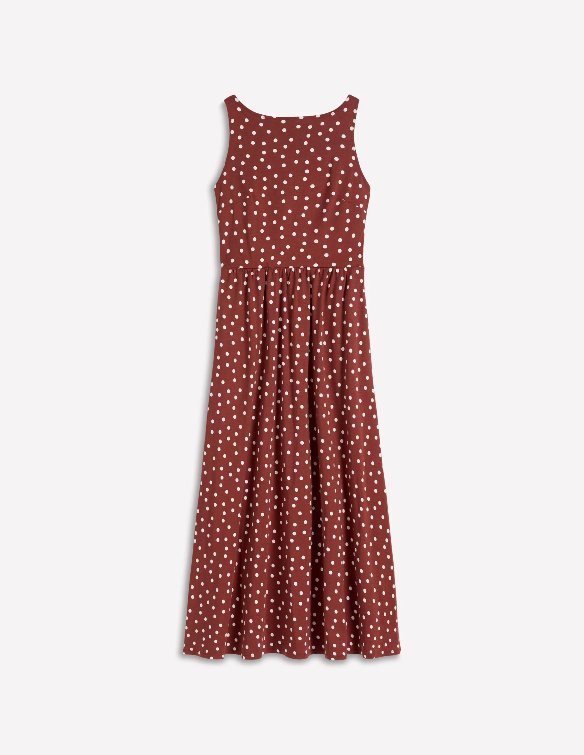 Saoirse Smocked Jersey Dress-Roasted Brown, Painted Dot - 1