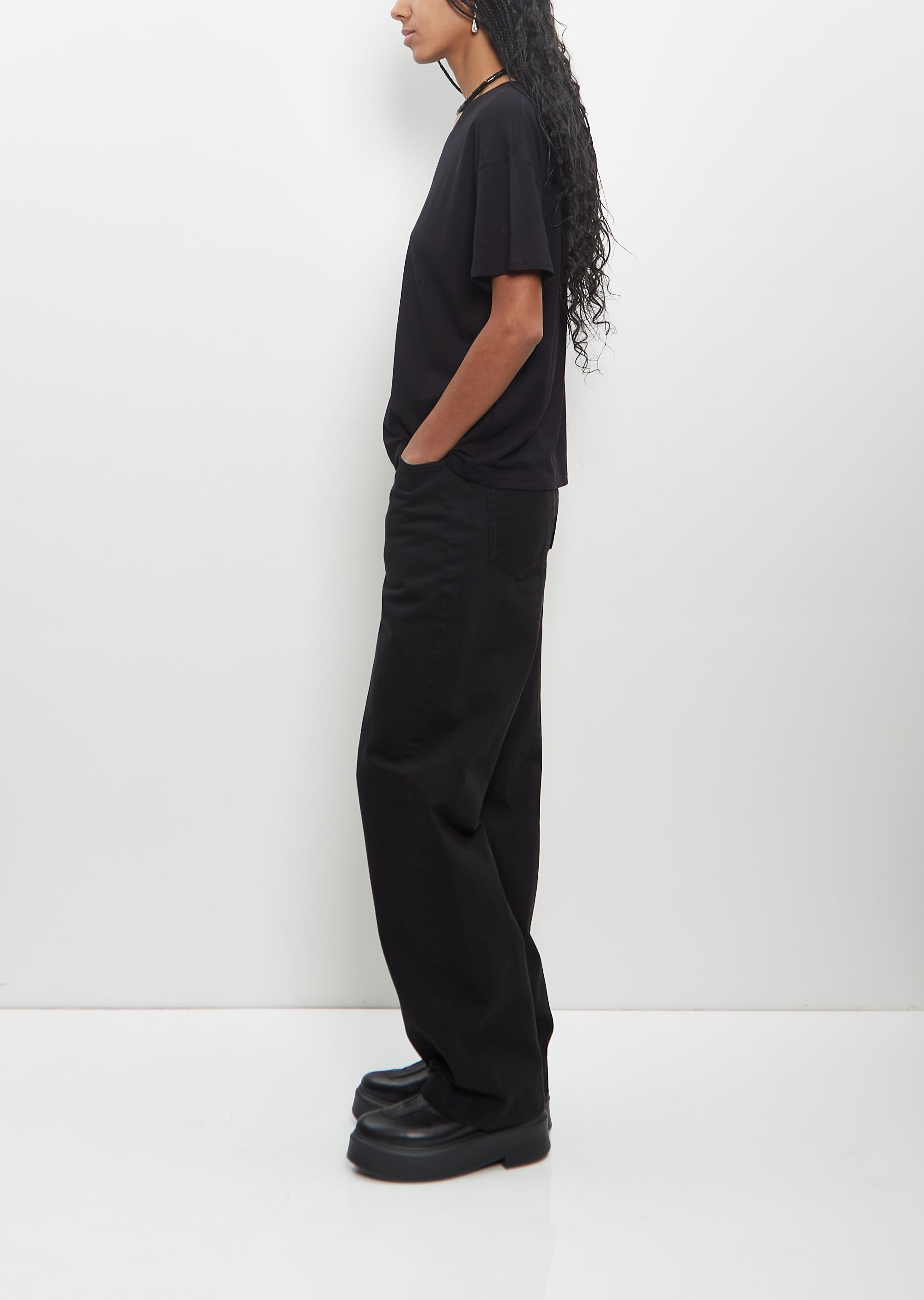 Wool Viscose Ezra Short Sleeved T-Shirt — Black - 2