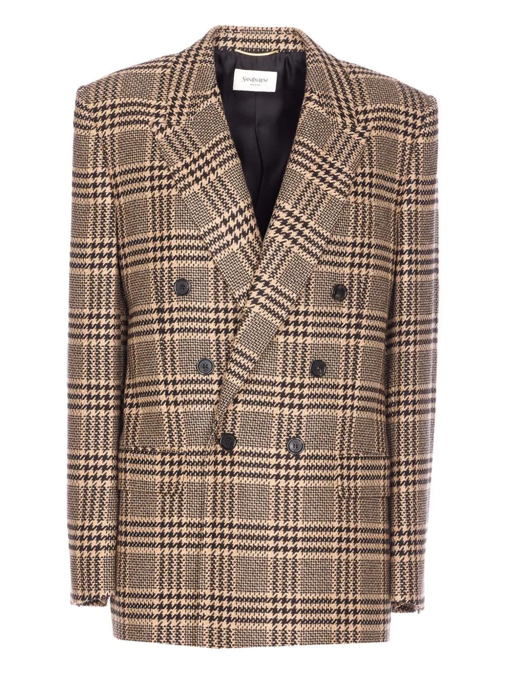 double-breasted check blazer - 1