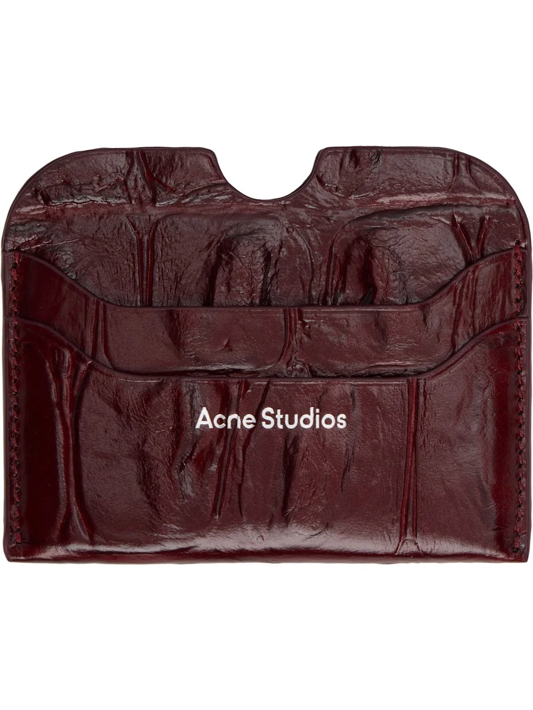 Burgundy Leather Card Holder - 1