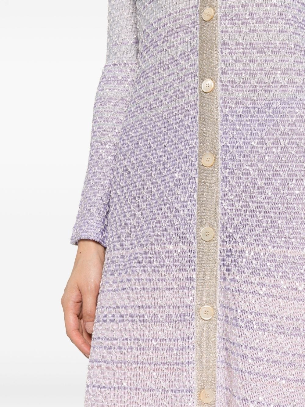 sequin-embellished mesh maxi cardigan - 5