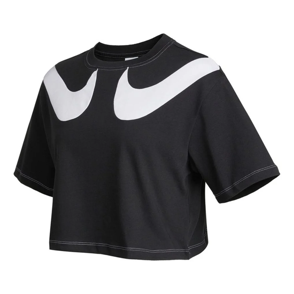 (WMNS) Nike AS W Nike Sportswear SWSH GX MOD CROP SS T Black DD5591-010 - 1