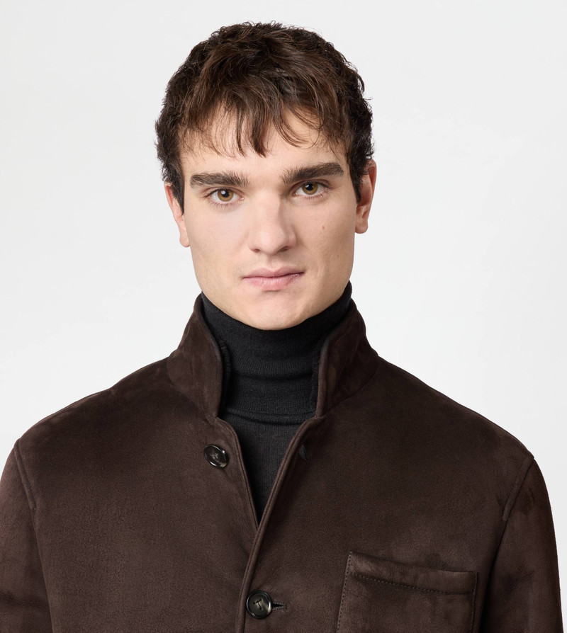 CASTELLO JACKET IN SHEARLING VELOUR - BROWN 6