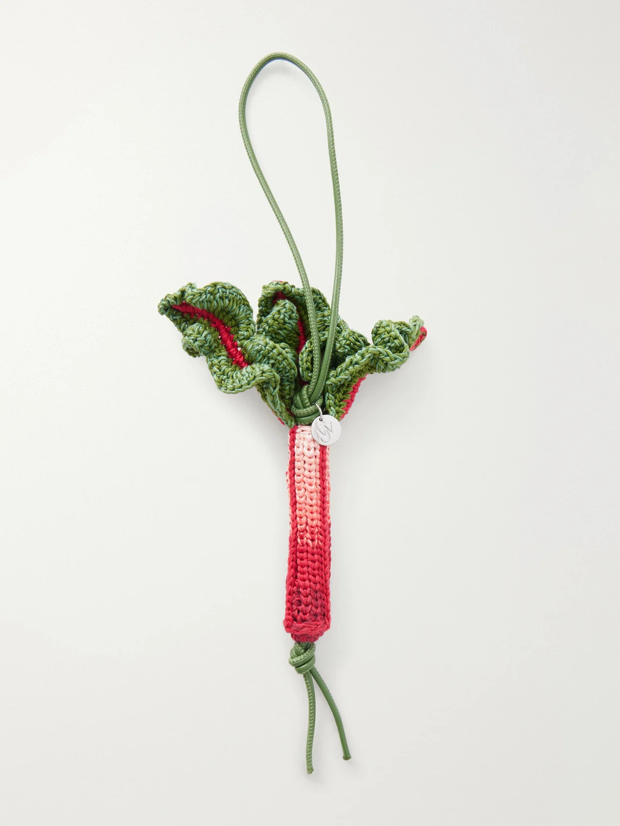 Rhubarb Leather-trimmed Crocheted Cotton Charm - 1