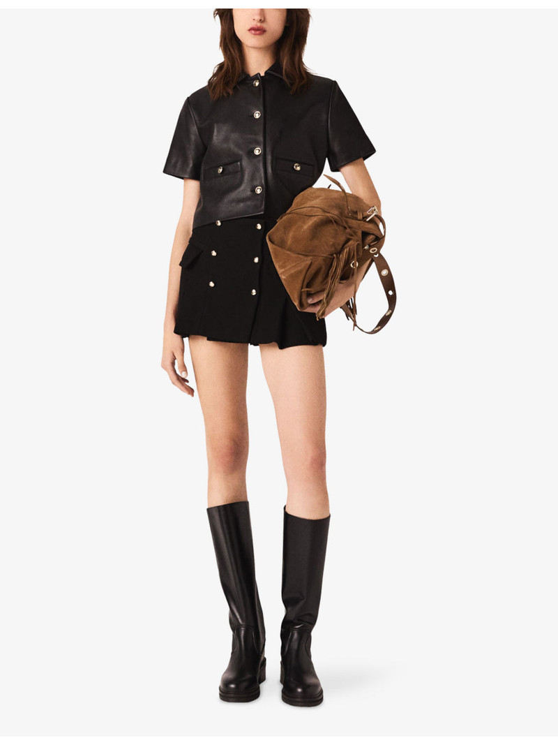 maje Tailored Double-Breasted Woven Mini Skirt outlook