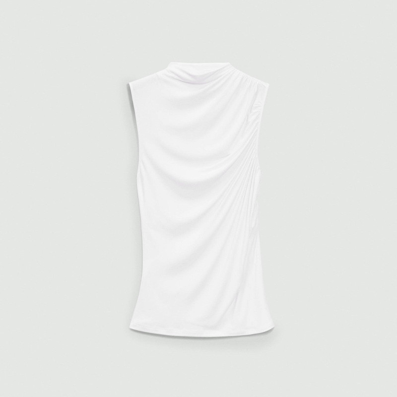 Draped Sleeveless Top in Ribbed Viscose 1