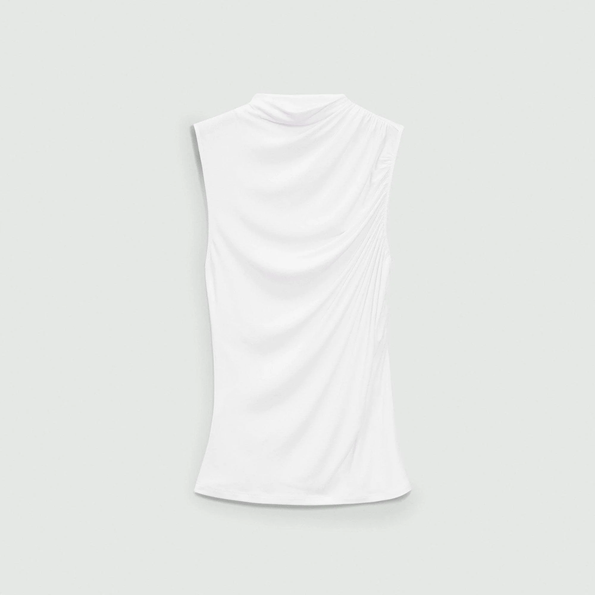 Draped Sleeveless Top in Ribbed Viscose - 1