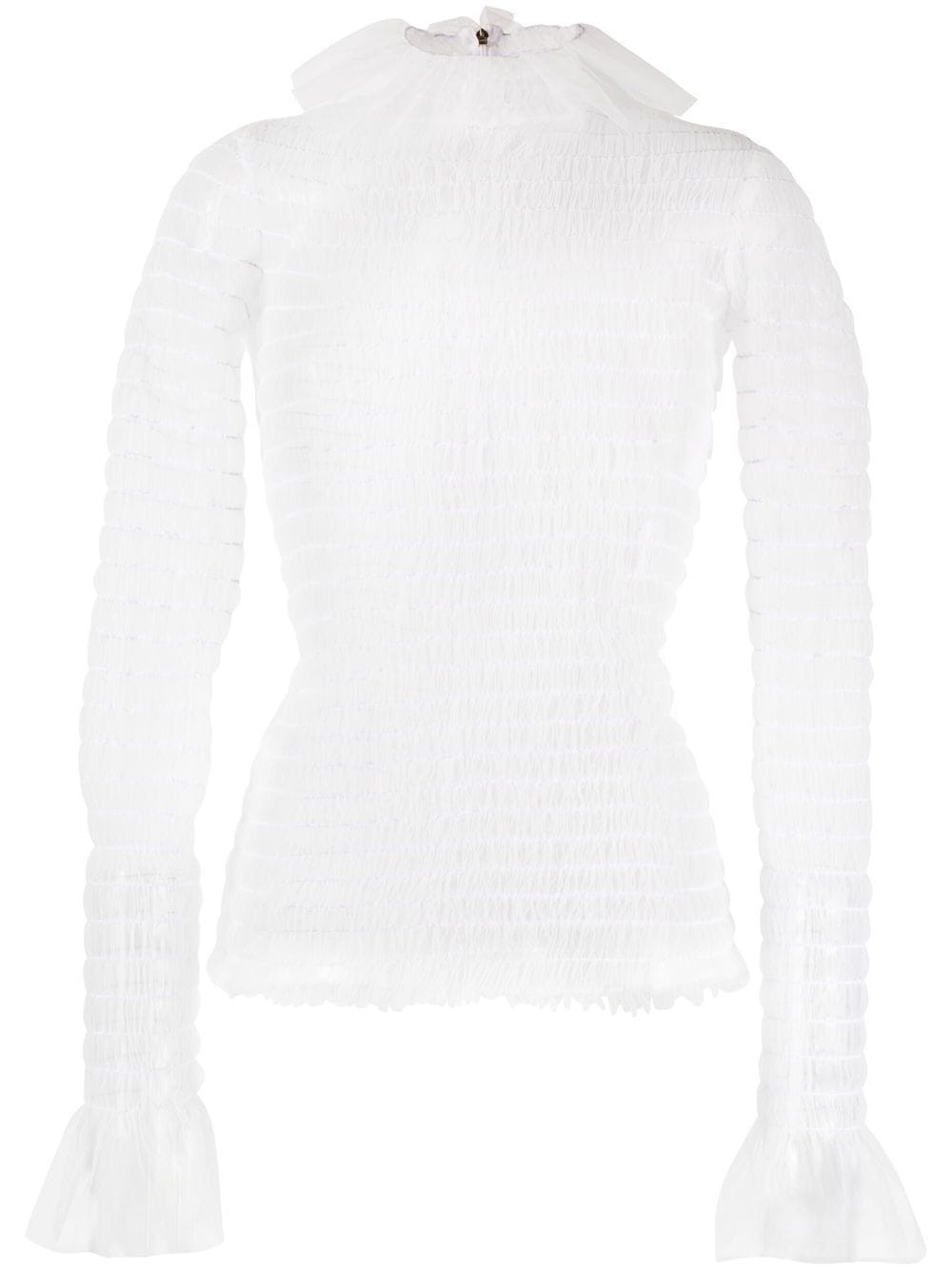frilled high-neck tulle top - 1