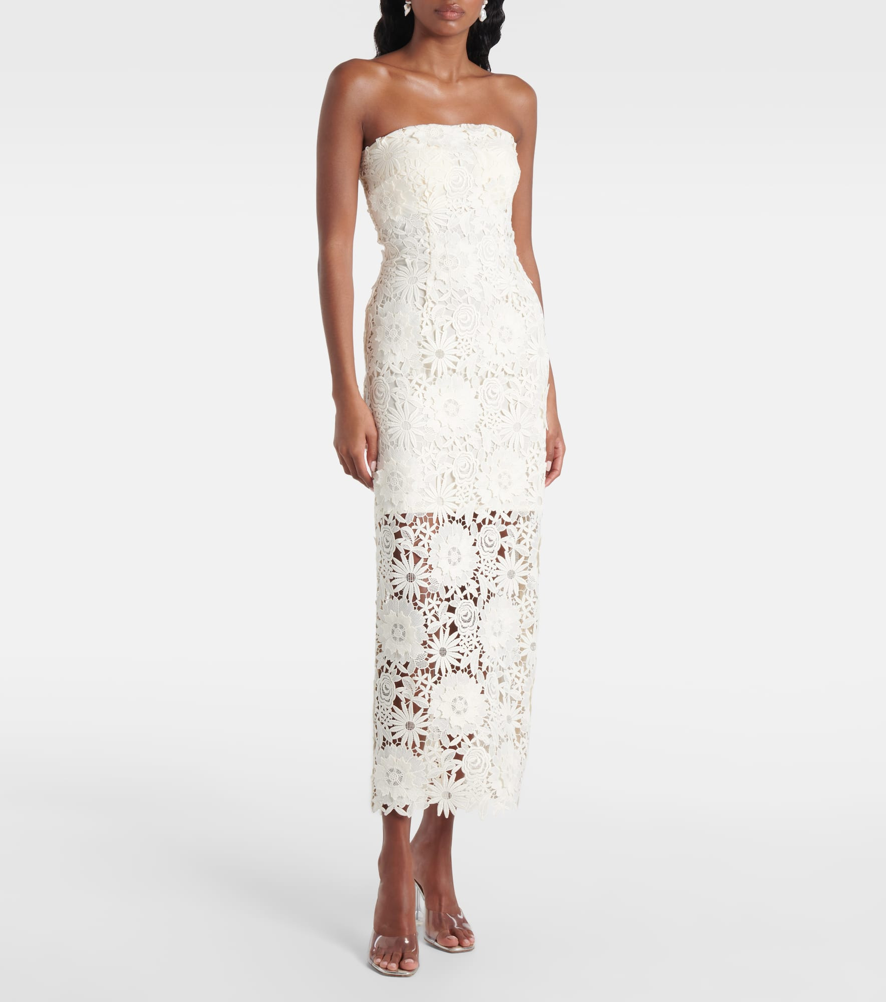 Bridal strapless lace midi dress - 2