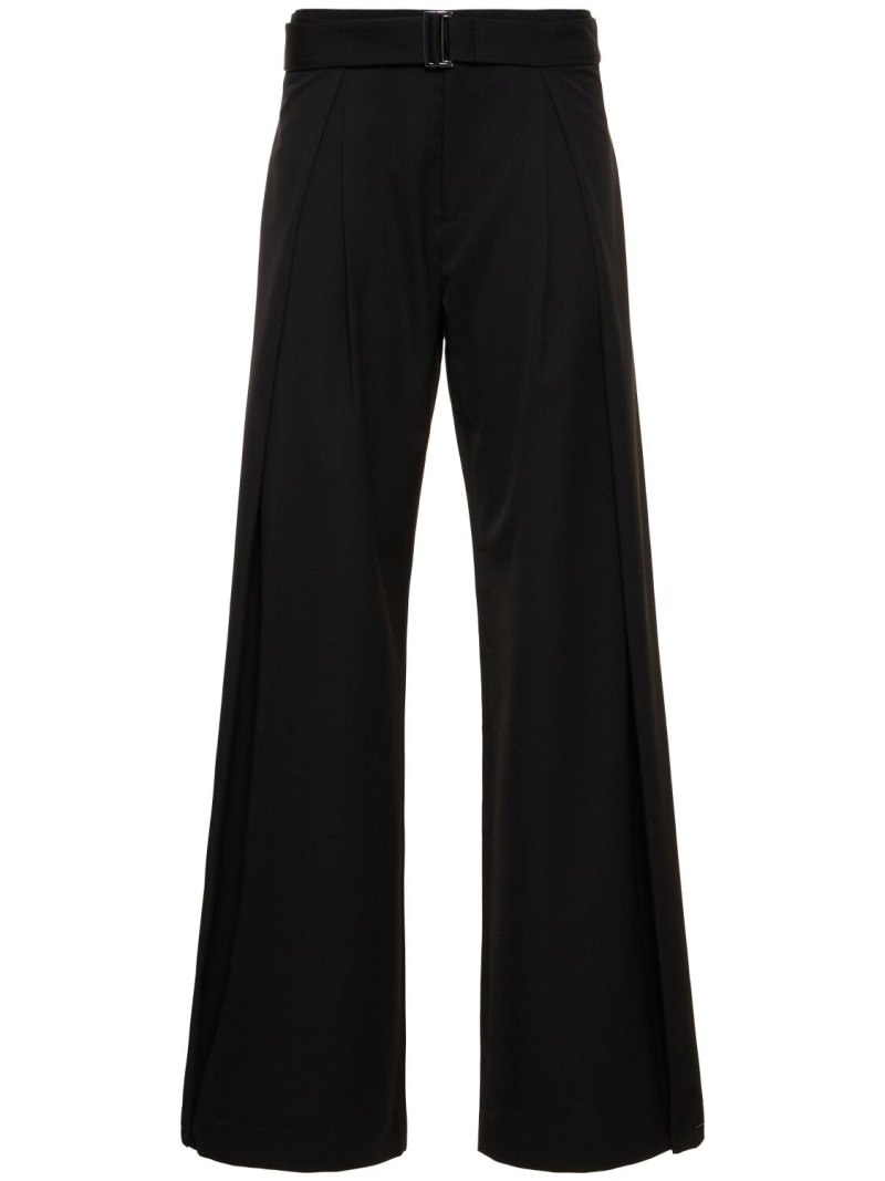 Fold wide wool blend pants - 1