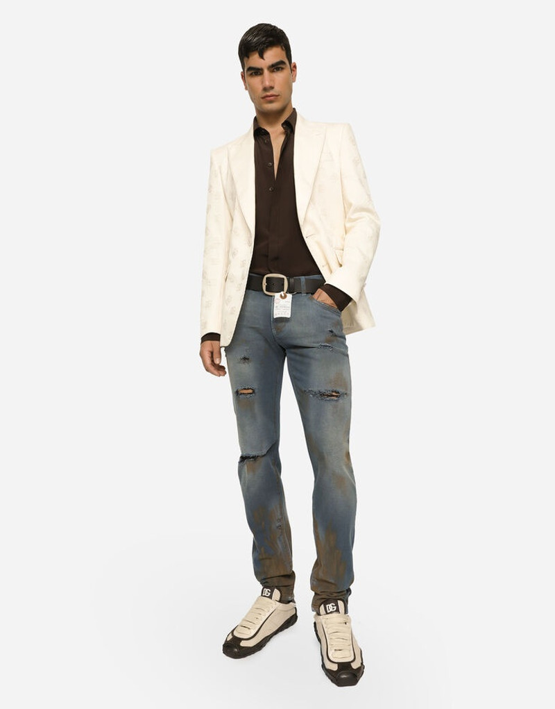 Overdyed stretch denim skinny jeans 5