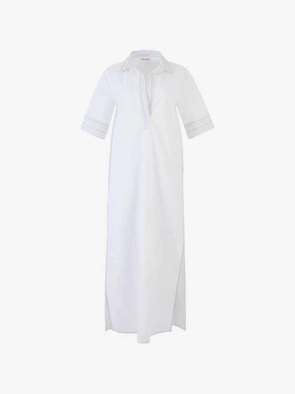 collared embroidered midi dress - 1