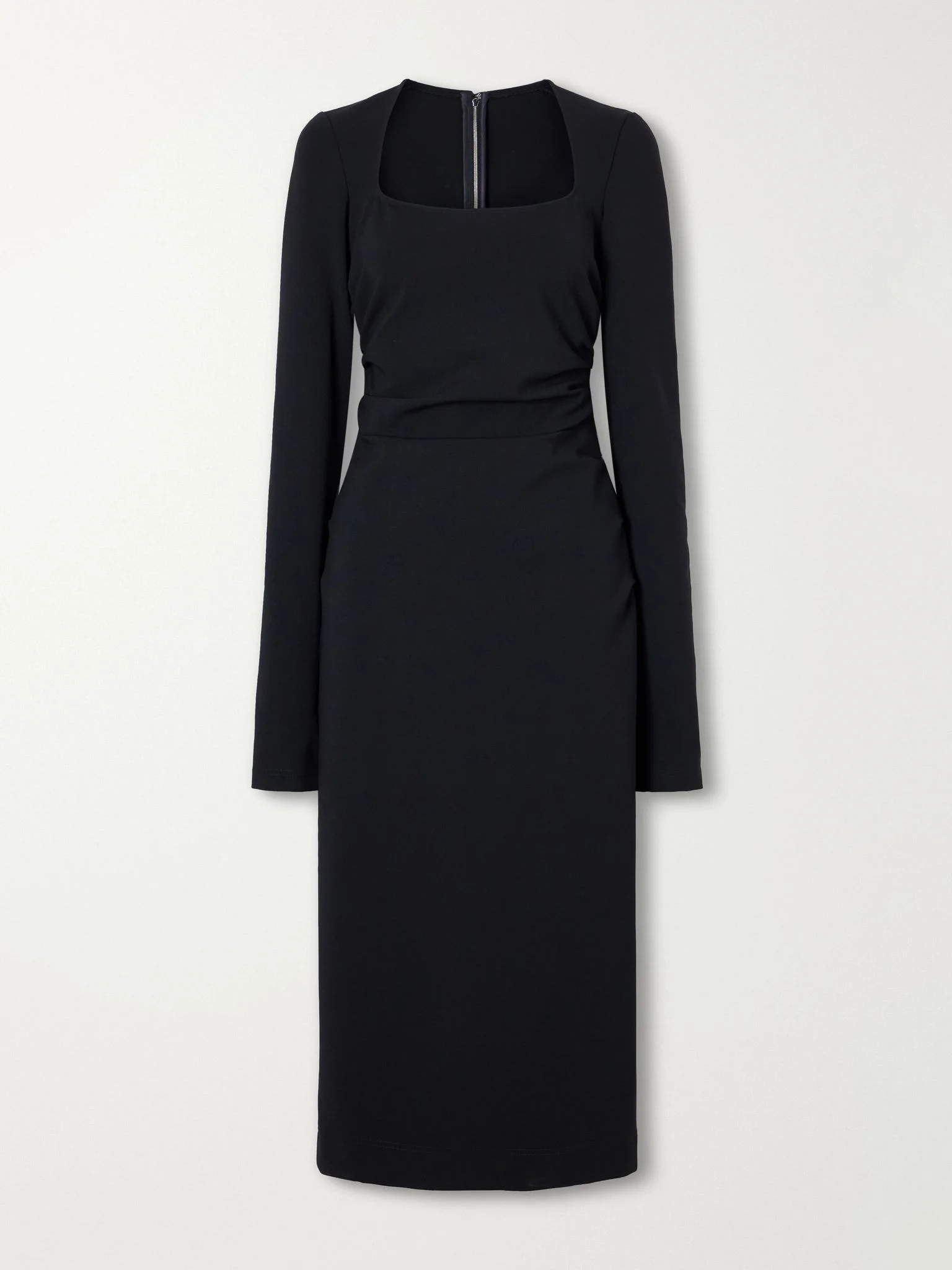 Ruched stretch-jersey midi dress Black - 1